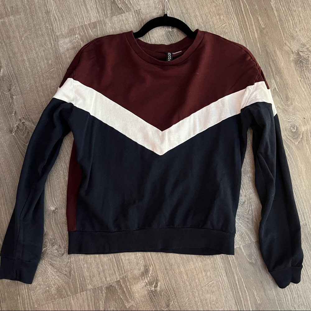 Maroon and blue chevron sweater